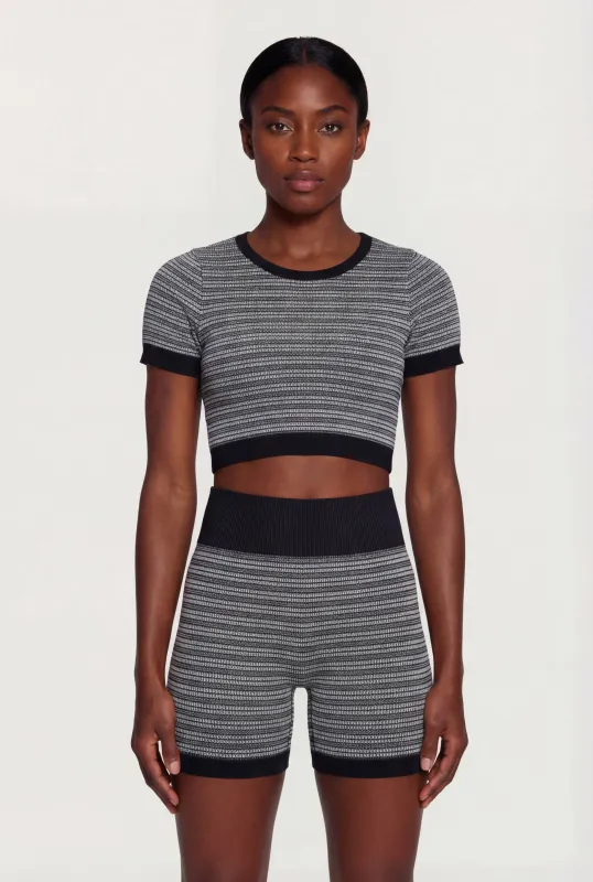 Striped Seamless Short Sleeve Crop Top made by Rainbow