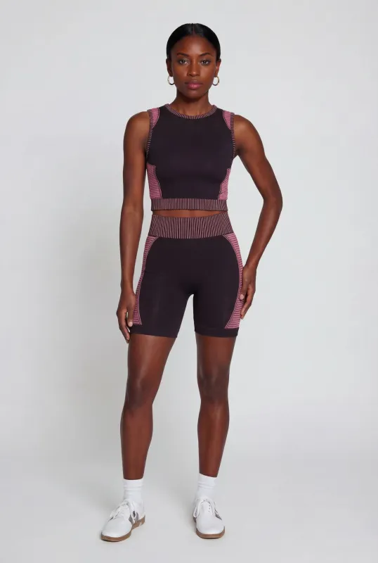 Seamless Stripe Detail Laser Cut Bike Shorts made by Rainbow