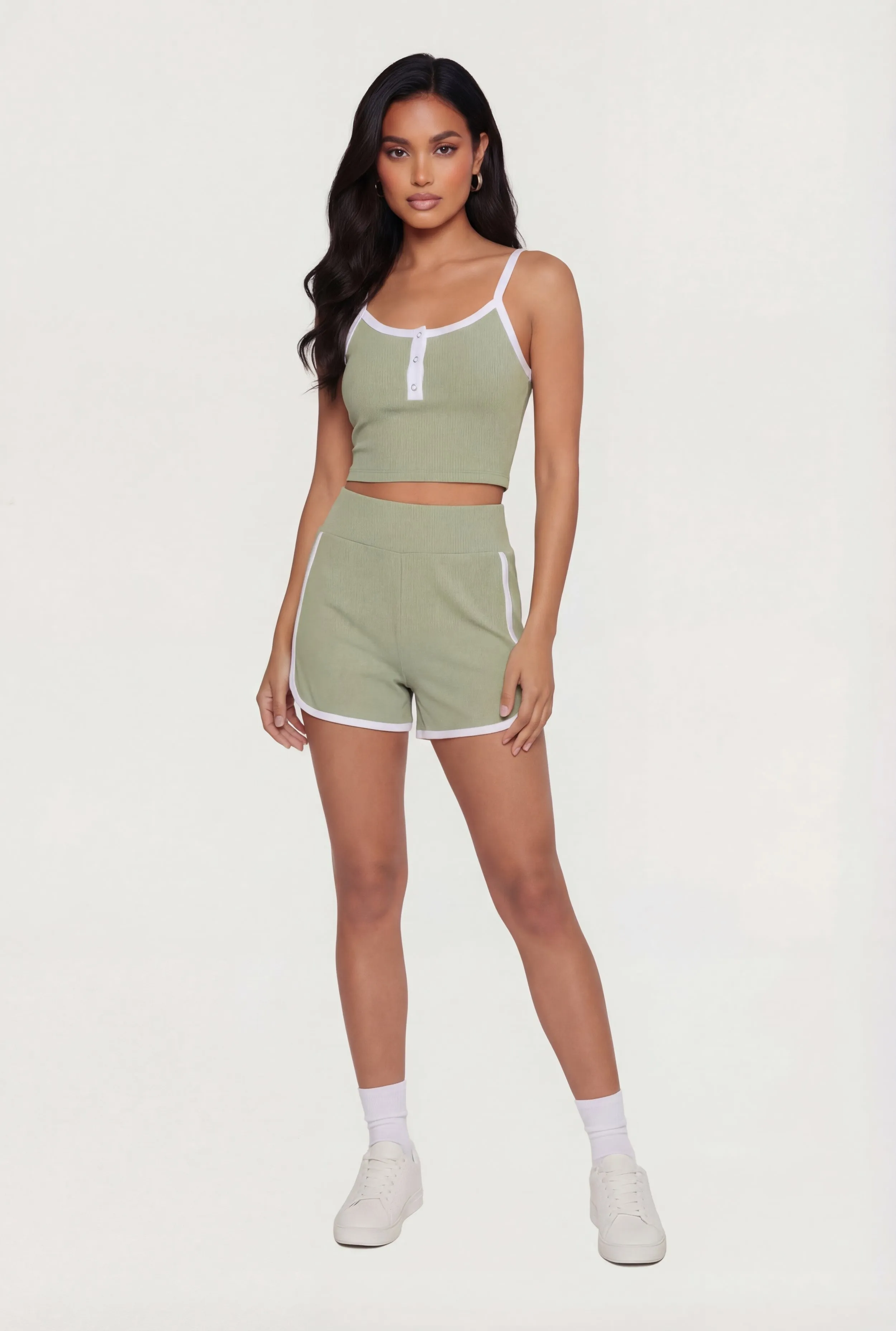 Contrast Piping Ribbed Dolphin Shorts sold by Rainbow