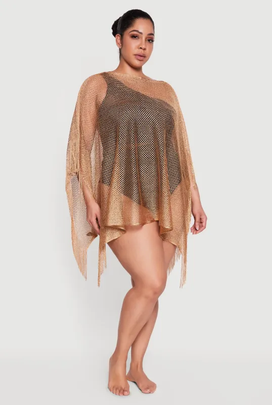 Lurex Fishnet Fringe Swim Cover Up made by Rainbow