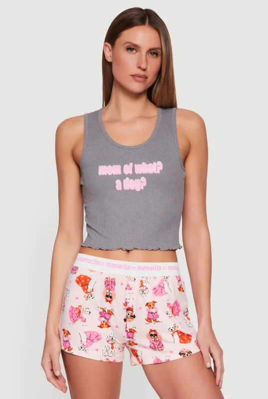 Mom Of What Cropped Pajama Top and Shorts made by Rainbow