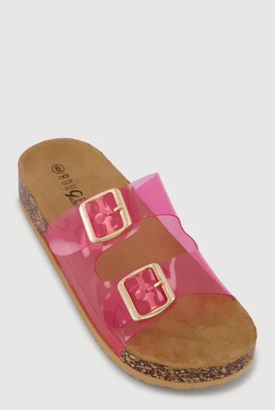 Double Buckle Band Footbed Sandals made by Rainbow