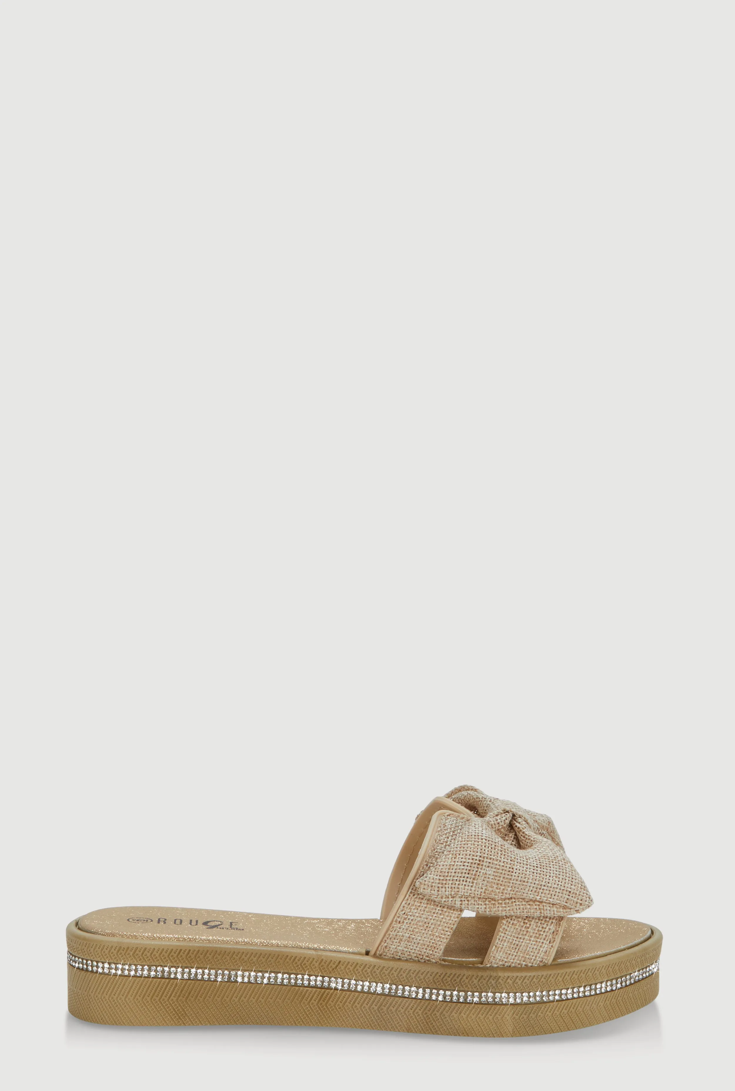 Bow Detail H Band Slide Sandals with Rhinestone Trim sold by Rainbow product image thumbnail 2
