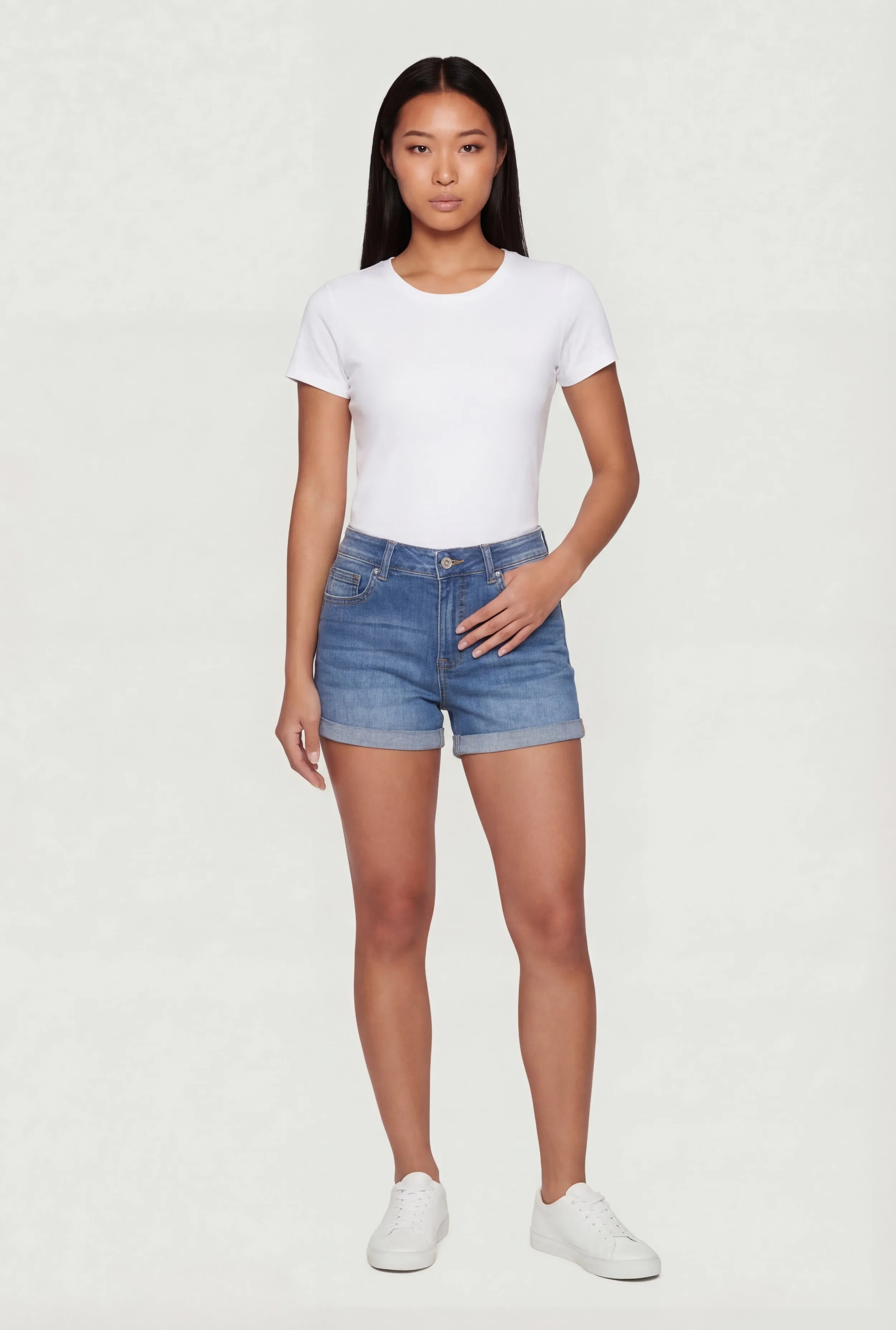 WAX Fixed Cuff Stretch Denim Shorts sold by Rainbow product image thumbnail 4