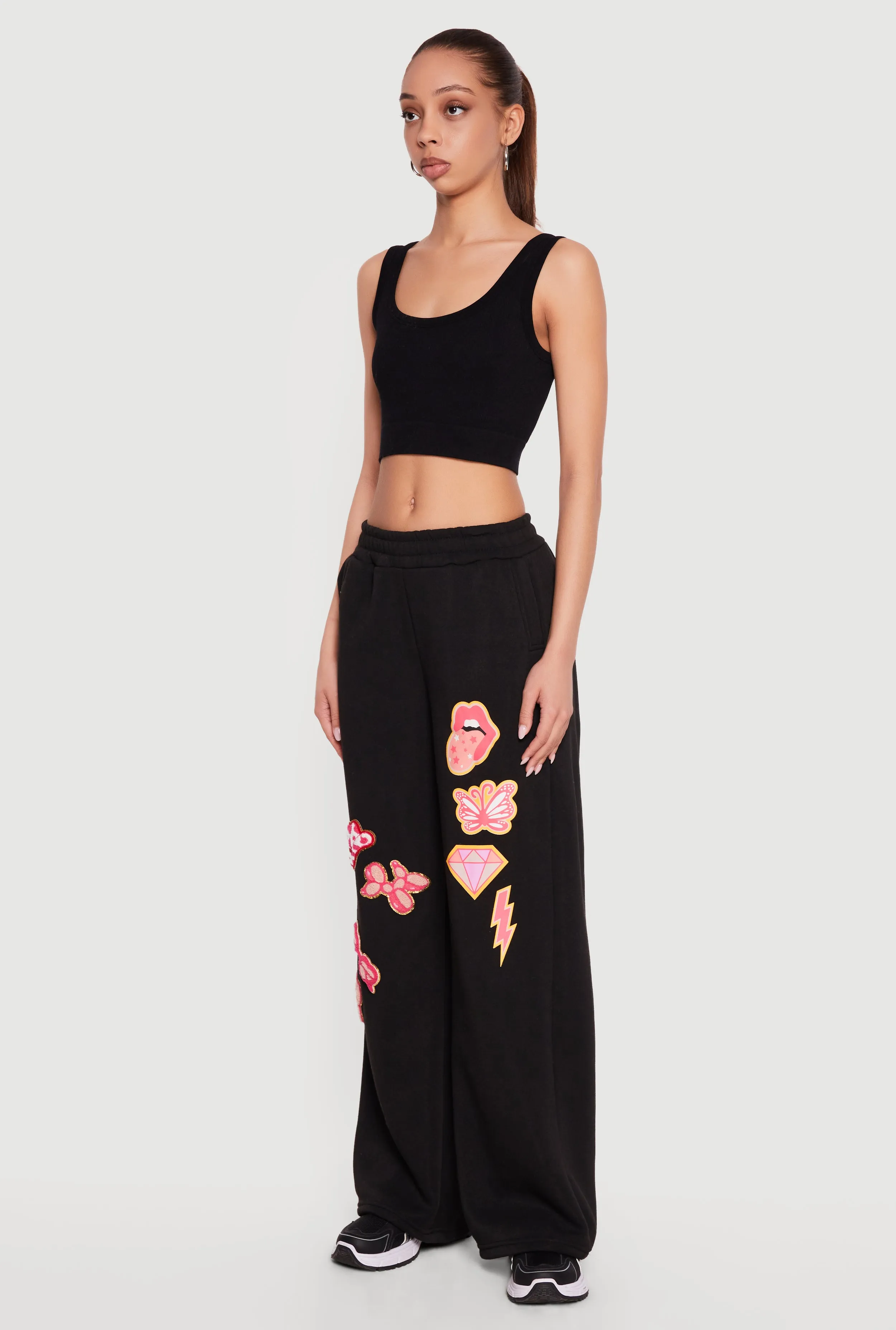 Patch Graphic Wide Leg Pull On Sweatpants sold by Rainbow product image thumbnail 2