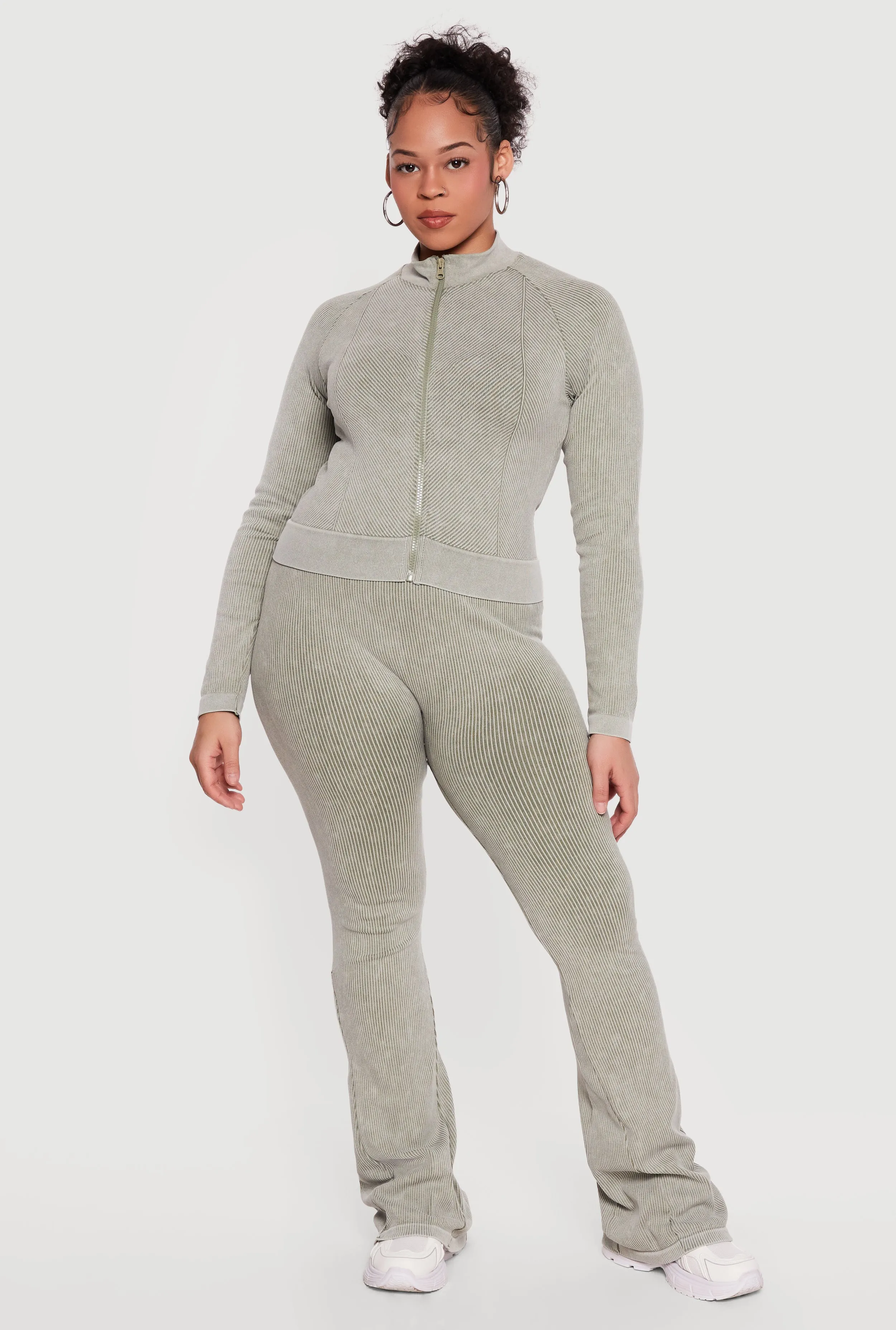 Plus Size Acid Wash High Waisted Boot Cut Leggings sold by Rainbow