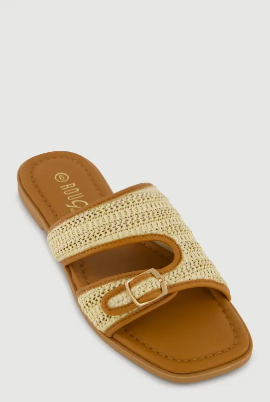 Cutout Detail Buckle Band Slide Sandals made by Rainbow