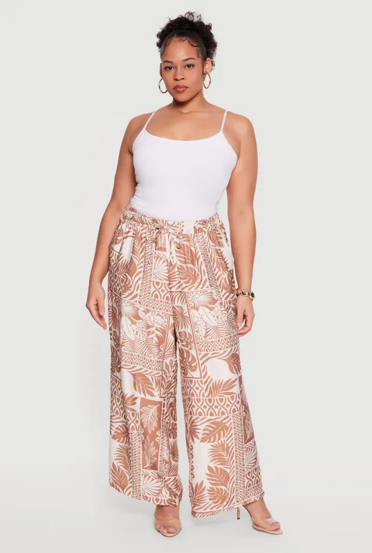 Plus Size Printed Pattern Palazzo Pants made by Rainbow