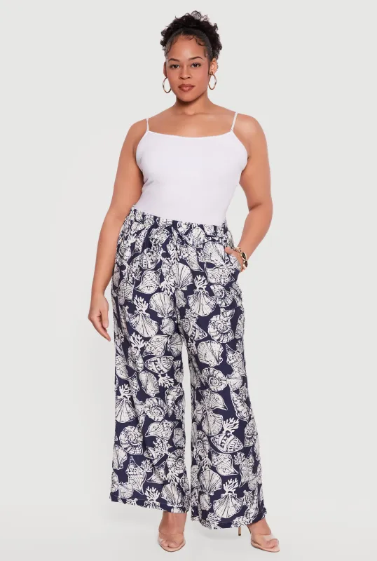 Plus Size Printed Pattern Palazzo Pants made by Rainbow