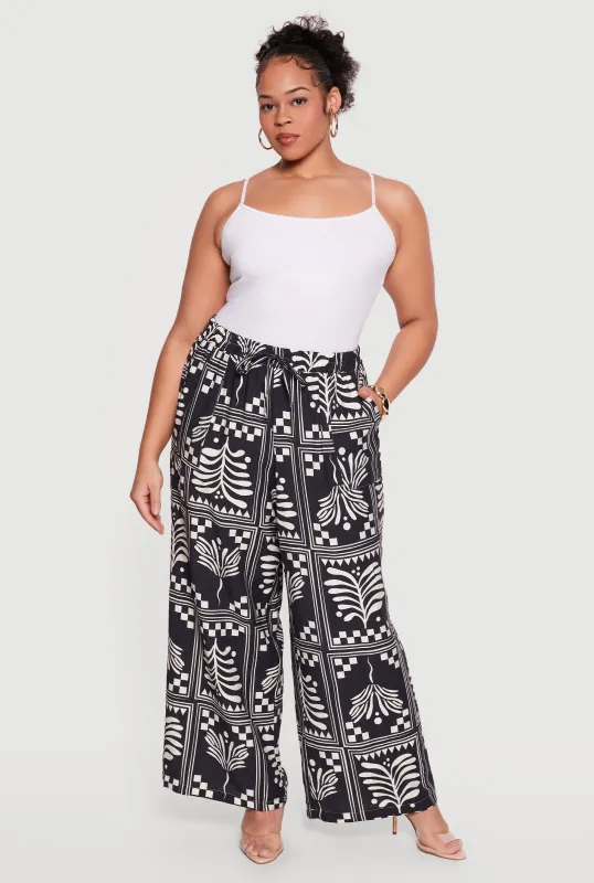 Plus Size Printed Pattern Palazzo Pants made by Rainbow