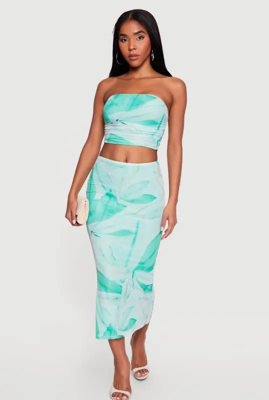Patterned Mesh High Waisted Maxi Skirt made by iris