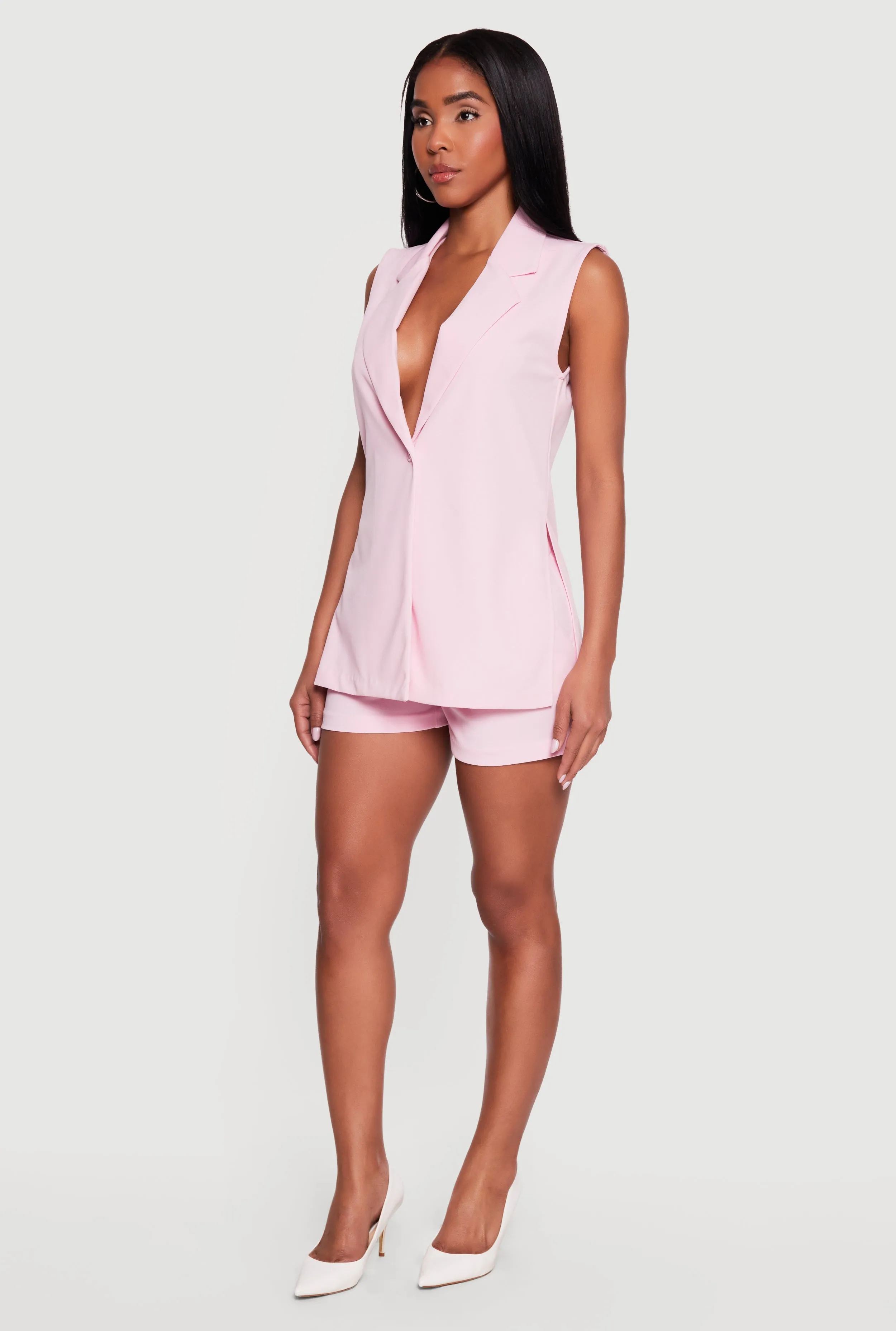 Crepe Knit Side Slit Blazer Vest sold by Rainbow product image thumbnail 3