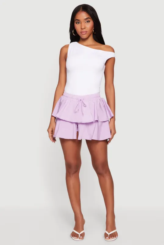 Drawstring Waist Ruffle Tiered Skort made by Daisy