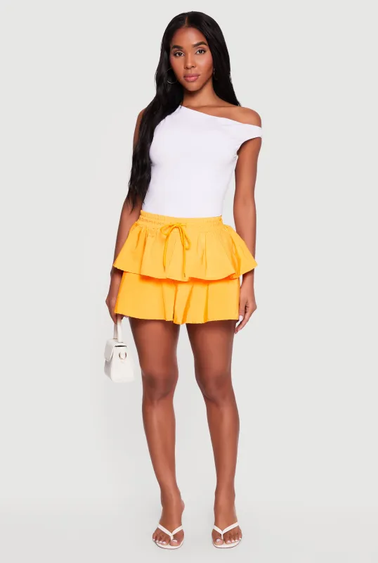 Drawstring Waist Ruffle Tiered Skort made by Daisy