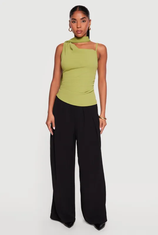 Scarf Ruched Asymmetrical Top made by Rainbow