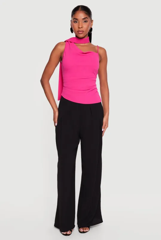 Scarf Ruched Asymmetrical Top made by Rainbow