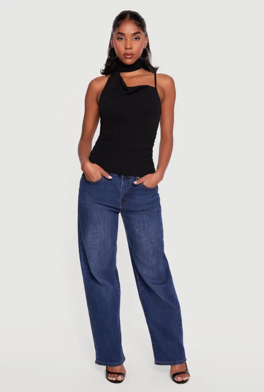 Scarf Ruched Asymmetrical Top made by Rainbow