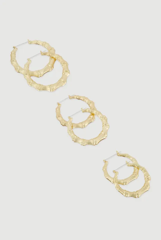 Assorted Bamboo Hoop Earring Trio made by Rainbow