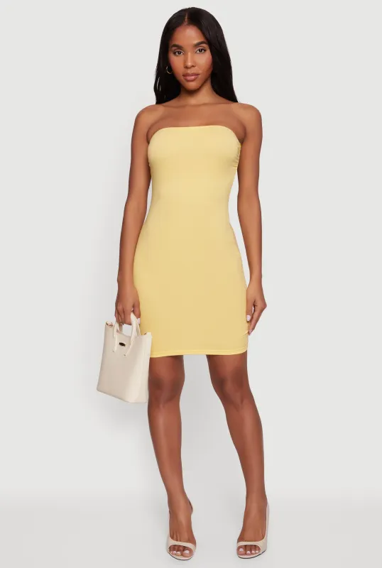 Side Ruched Tube Midi Dress made by Rainbow