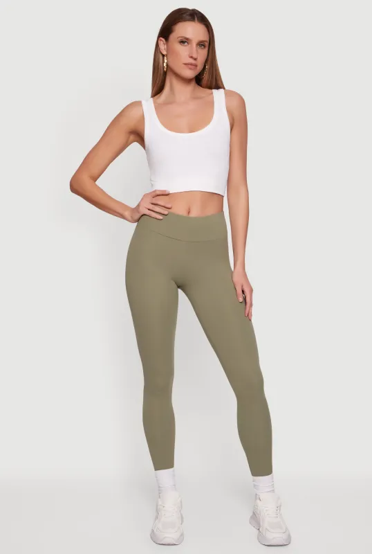Solid Soft Knit High Waisted Leggings made by Rainbow