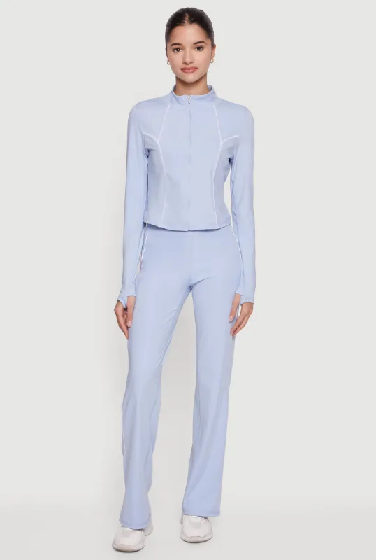 Contrast Piping High Waisted Straight Leg Active Pants made by Rainbow