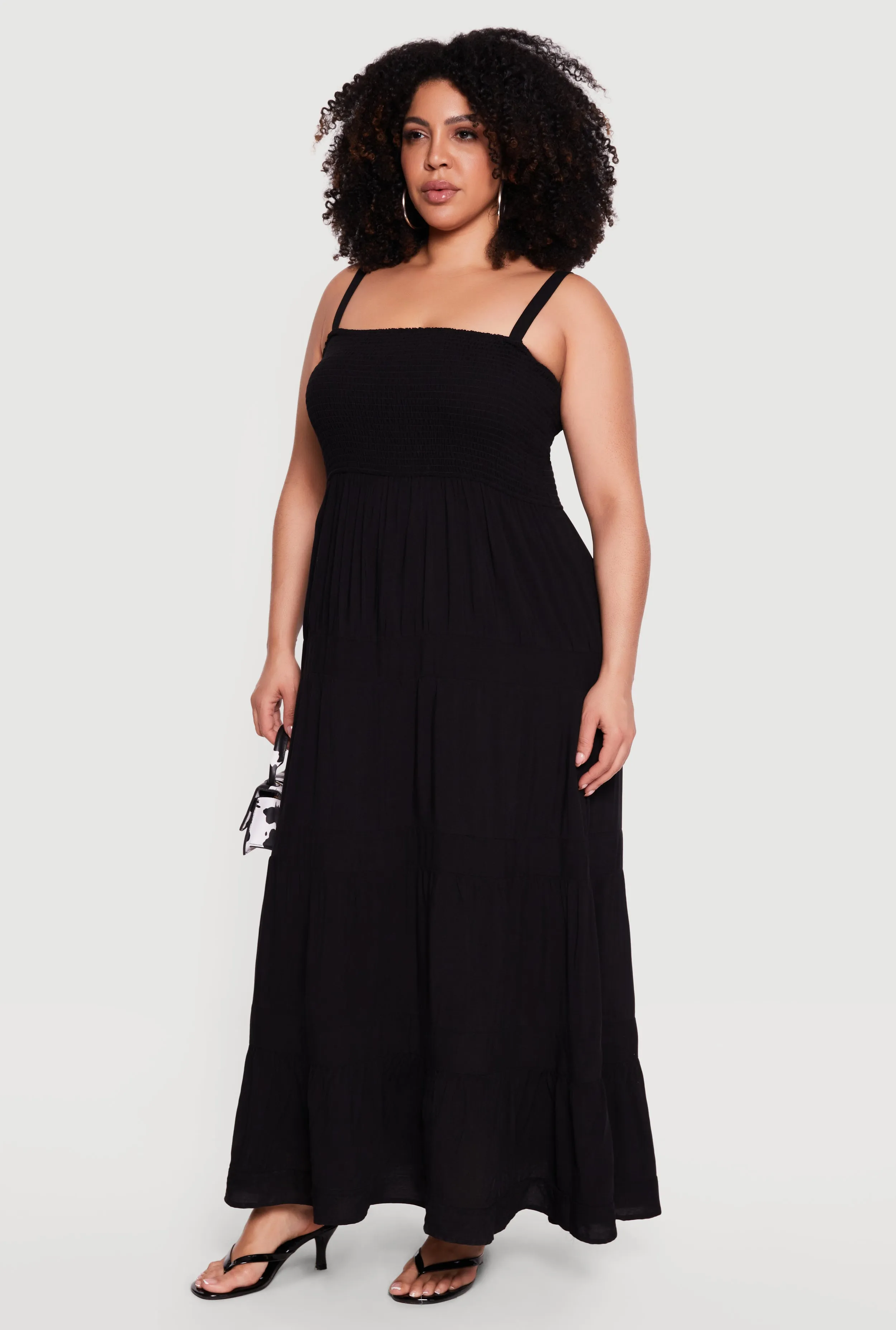 Plus Size Square Neck Smocked Tiered Maxi Dress sold by Rainbow product image thumbnail 2