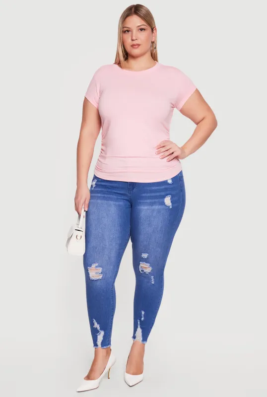 Plus Size Side Ruched Tee made by Rainbow