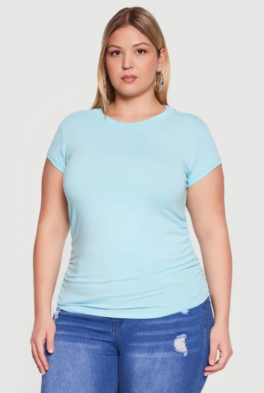 Plus Size Side Ruched Tee made by Rainbow
