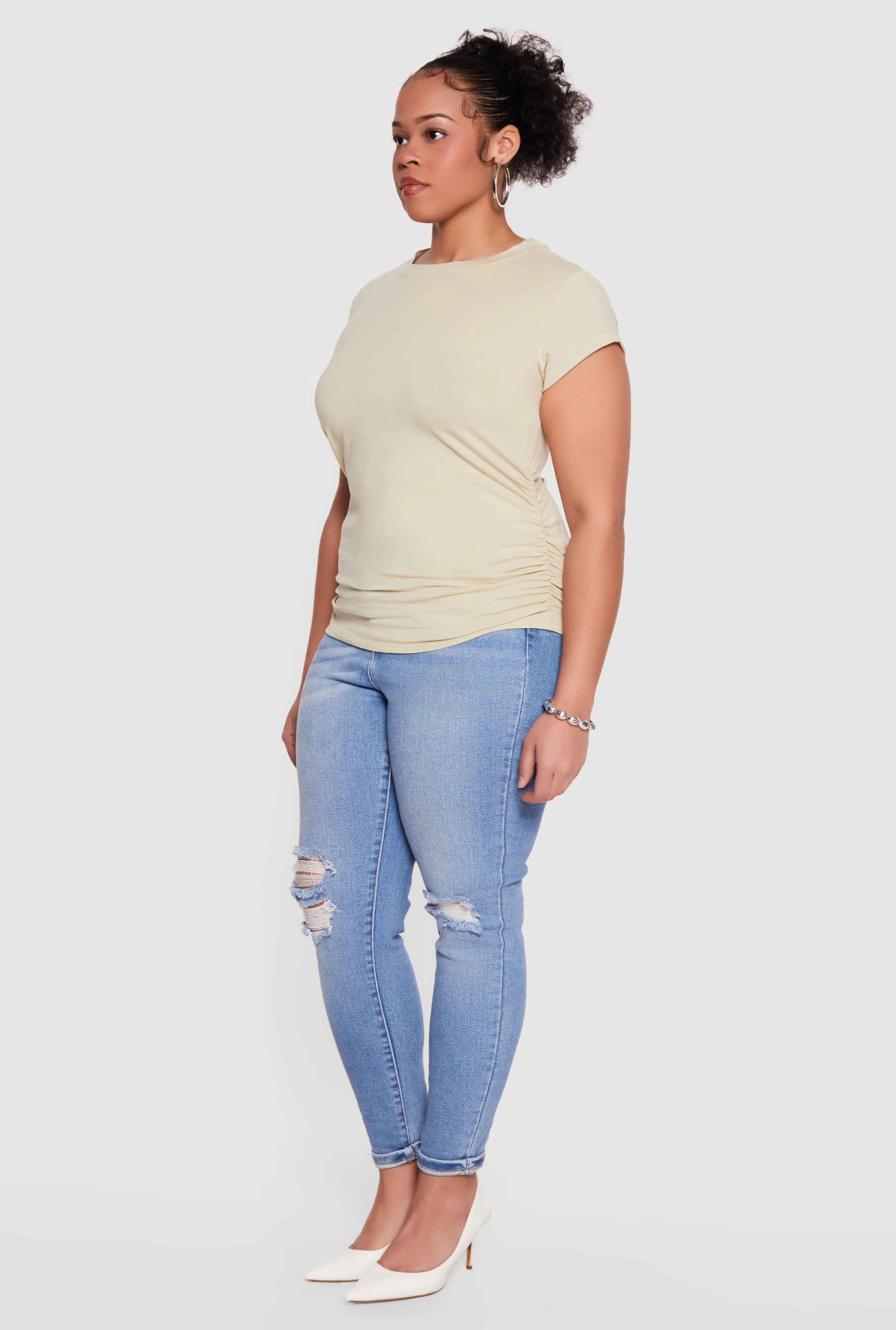 Plus Size Side Ruched Tee sold by Rainbow product image thumbnail 3