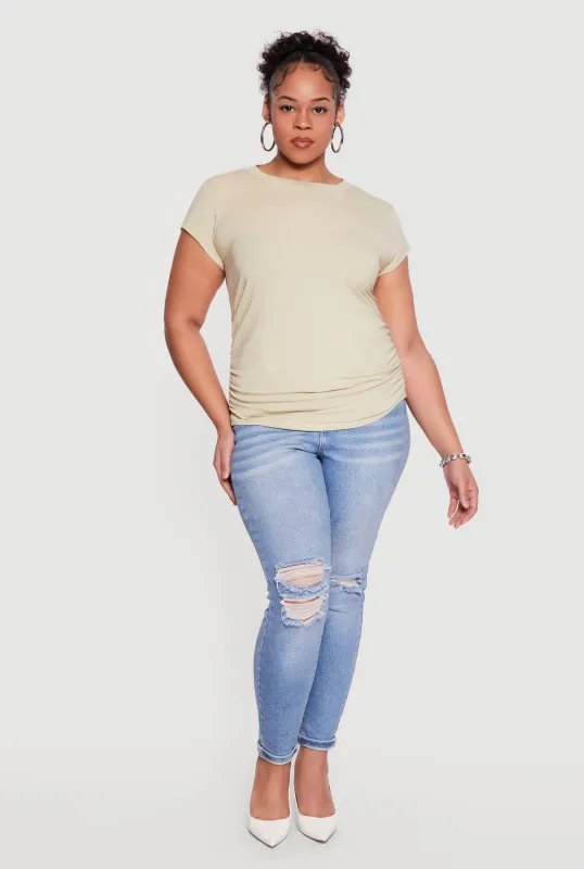 Plus Size Side Ruched Tee made by Rainbow