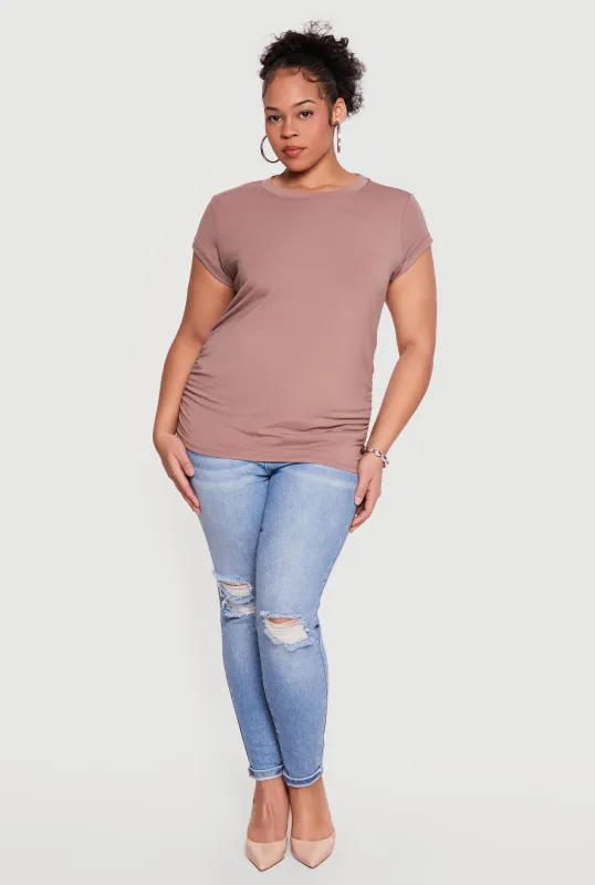 Plus Size Side Ruched Tee made by Rainbow