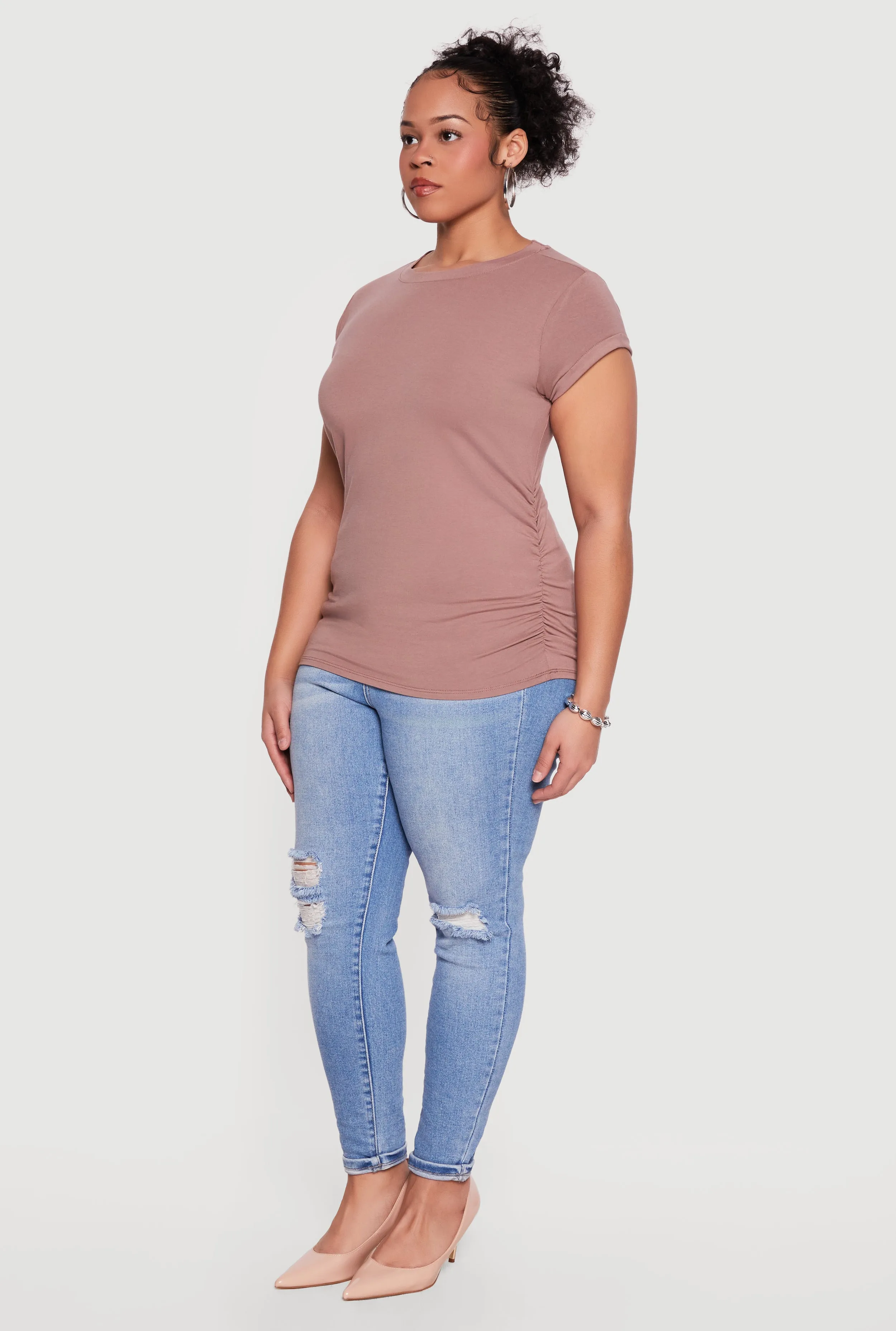 Plus Size Side Ruched Tee sold by Rainbow product image thumbnail 3