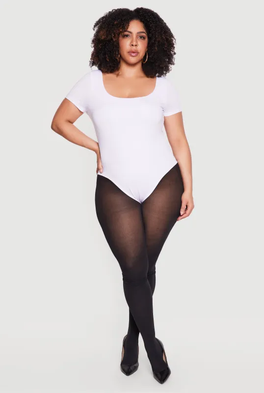 Plus Size Solid Short Sleeve Bodysuit made by Daisy