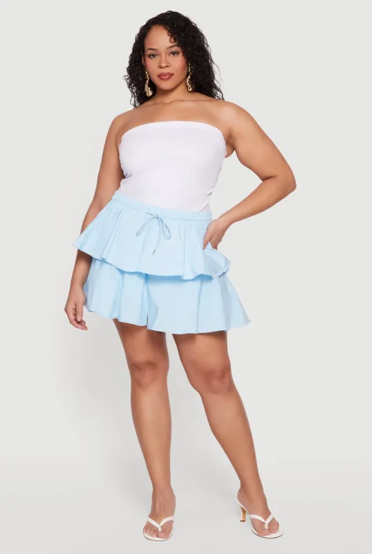 Plus Size High Waisted Tiered Skort with Front Slit made by Daisy