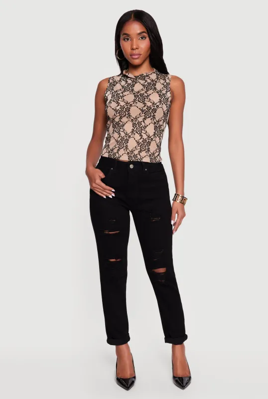 Floral Velvet Burnout Print Mock Neck Blouse made by Rainbow