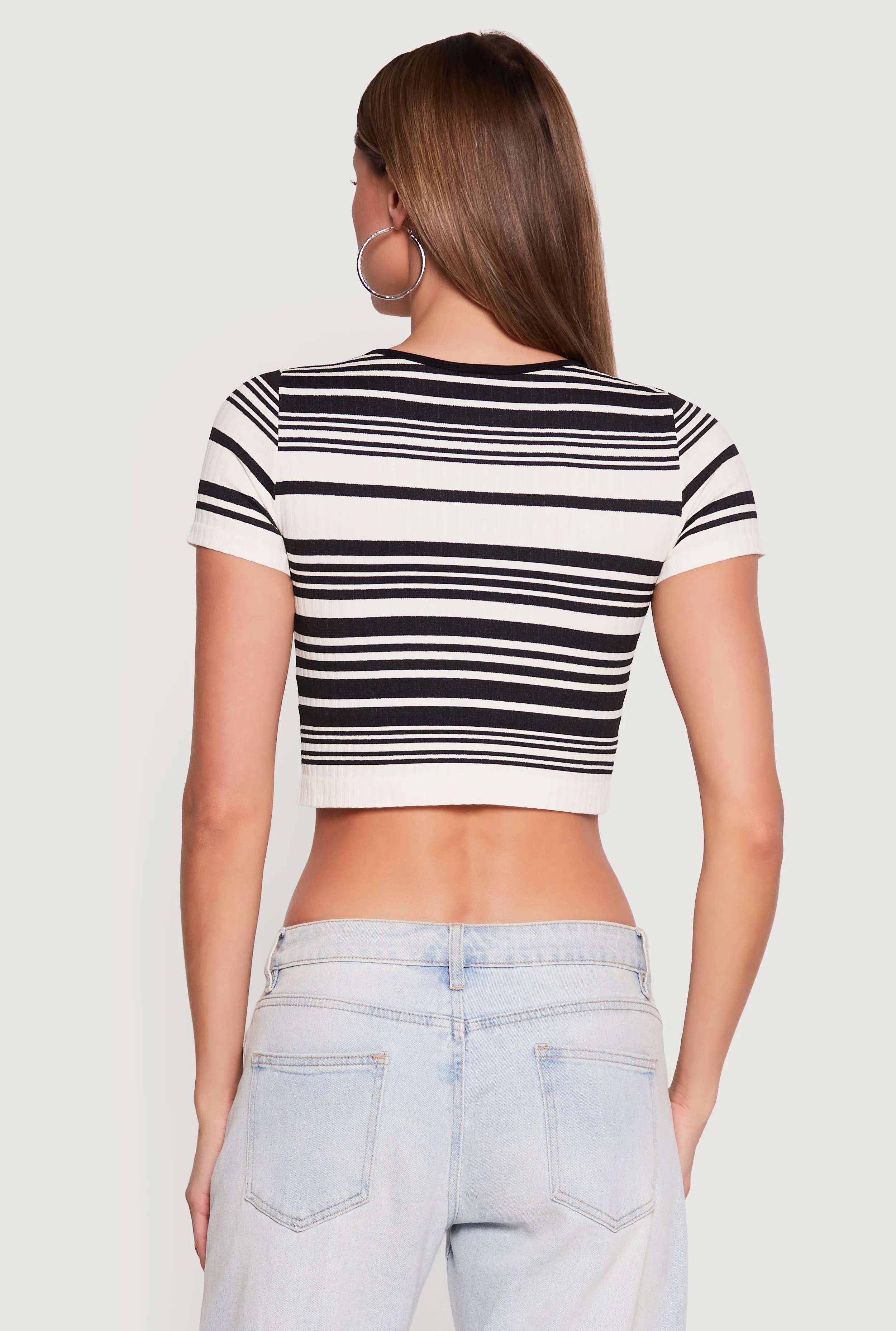 Striped Short Sleeve Crop Top sold by Rainbow product image thumbnail 5