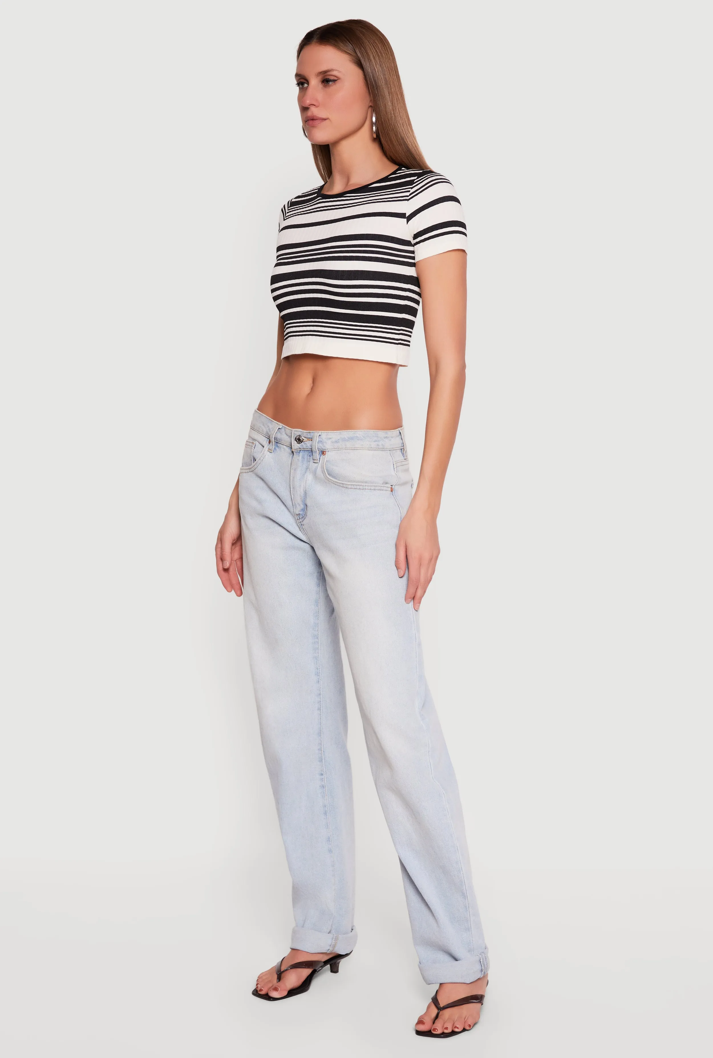 Striped Short Sleeve Crop Top sold by Rainbow product image thumbnail 3