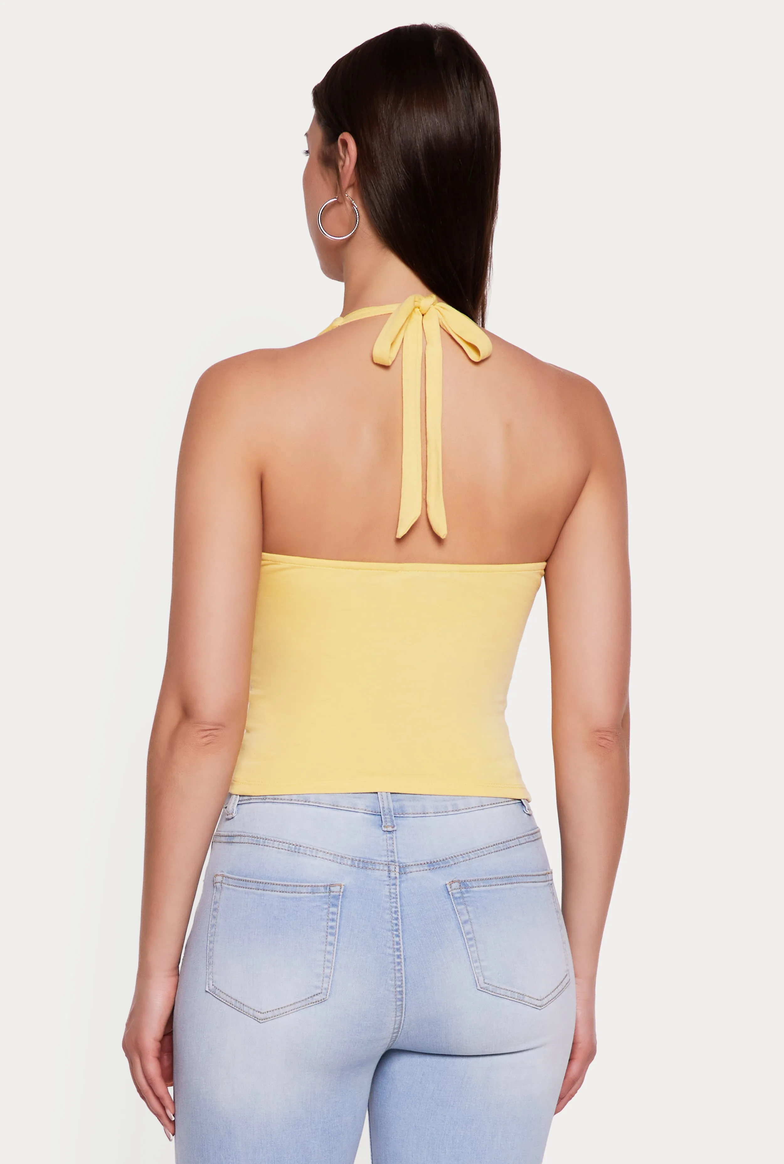 Lace Trim Bow Detail Tie Neck Halter Top sold by Rainbow product image thumbnail 5