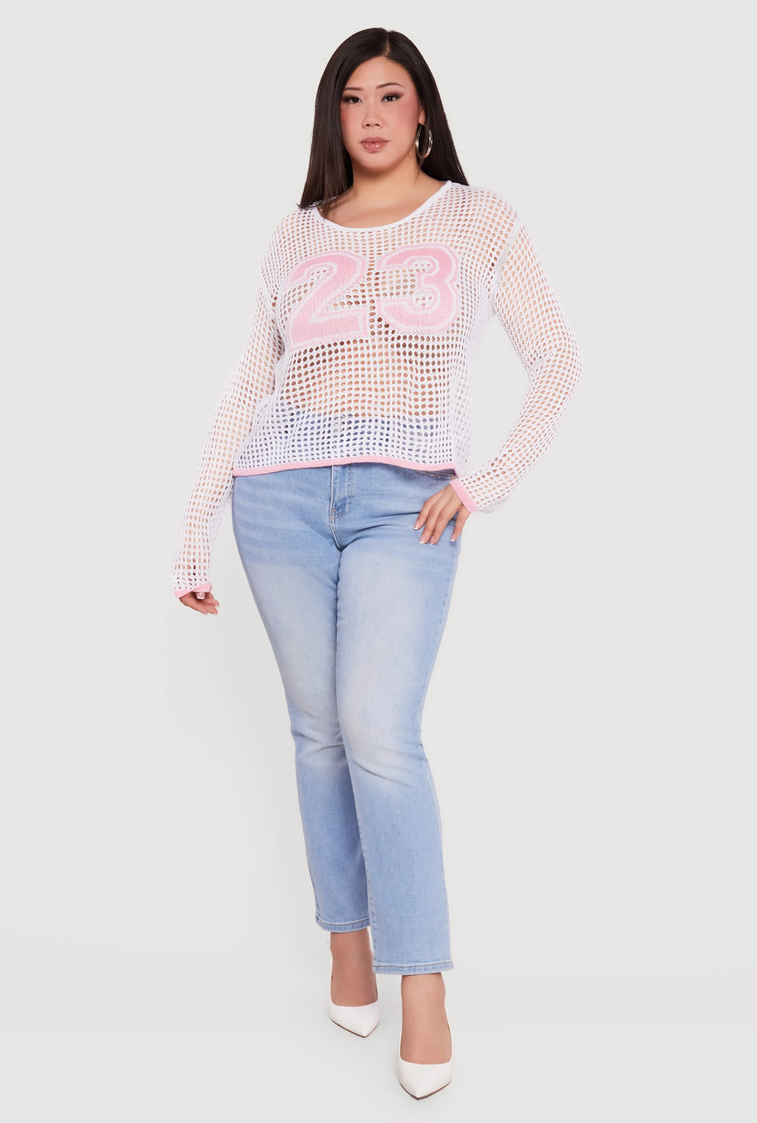 Plus Size 23 Crochet Long Sleeve Top sold by Rainbow
