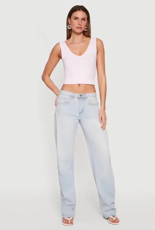 Seamless Textured Knit Reversible Cropped Tank Top made by Rainbow