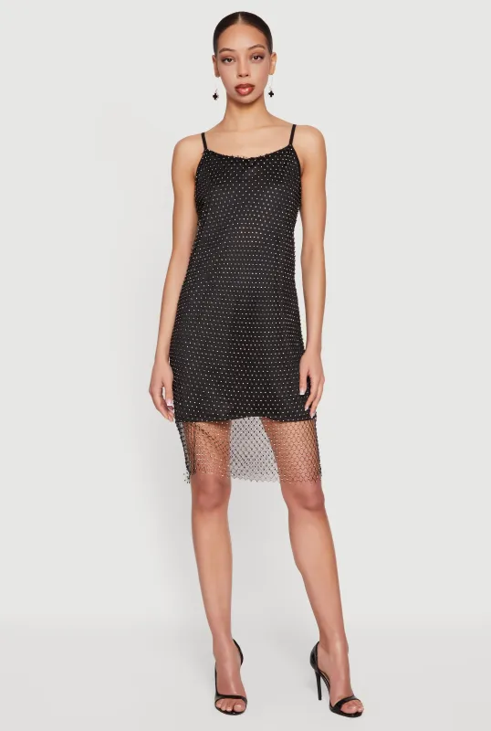 Rhinestone Fishnet Lined Mini Dress made by Rainbow