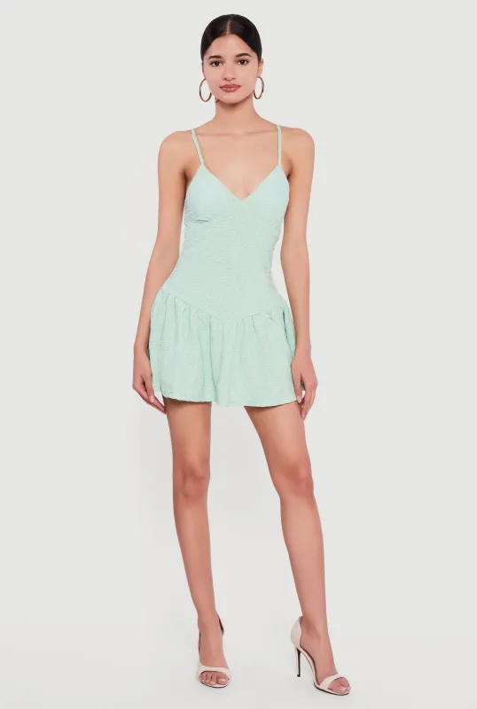 Textured Knit Mini Cami Skater Dress made by Rainbow