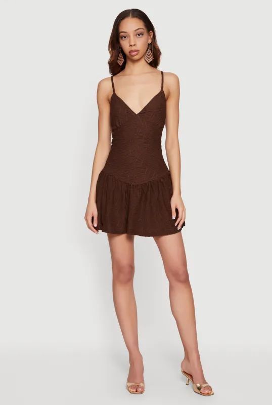 Textured Knit Mini Cami Skater Dress made by Rainbow