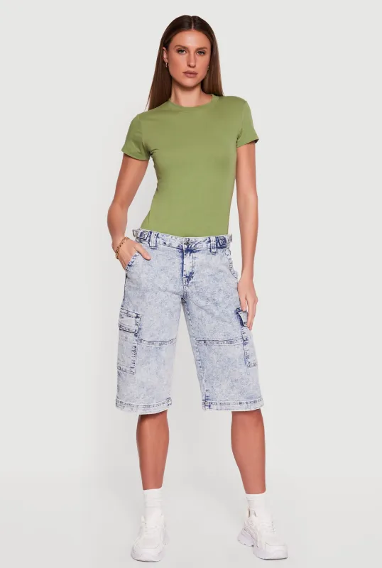 Almost Famous Acid Wash Denim Cargo Bermuda Shorts made by Almost Famous