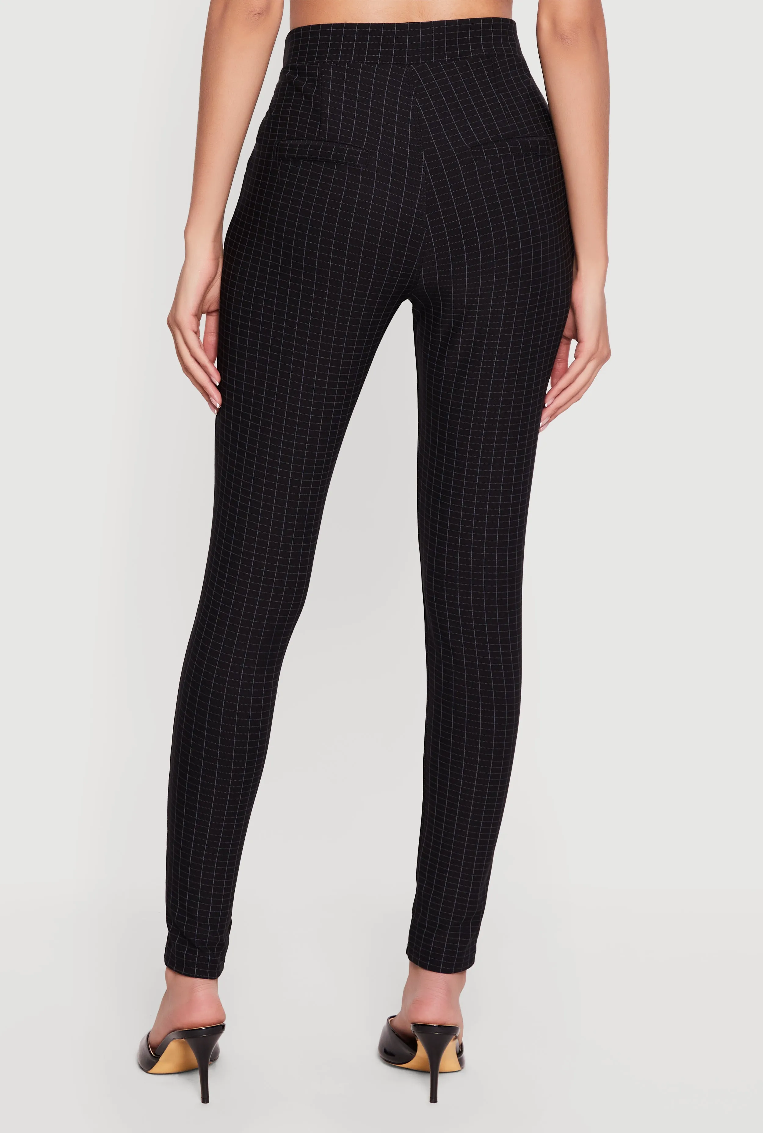 Grid Patterned Scuba High Waisted Skinny Pants sold by Rainbow product image thumbnail 5