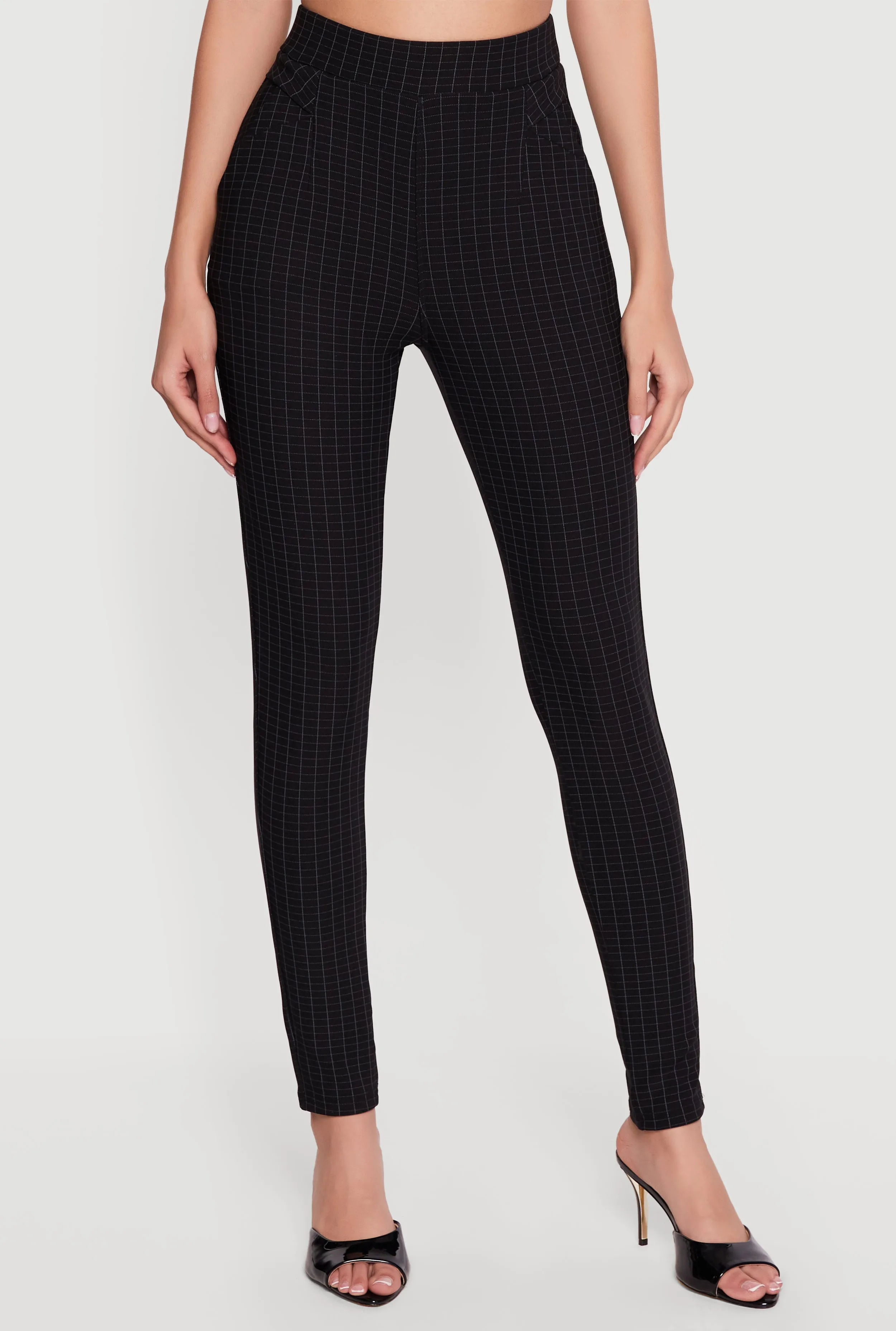 Grid Patterned Scuba High Waisted Skinny Pants sold by Rainbow product image thumbnail 3