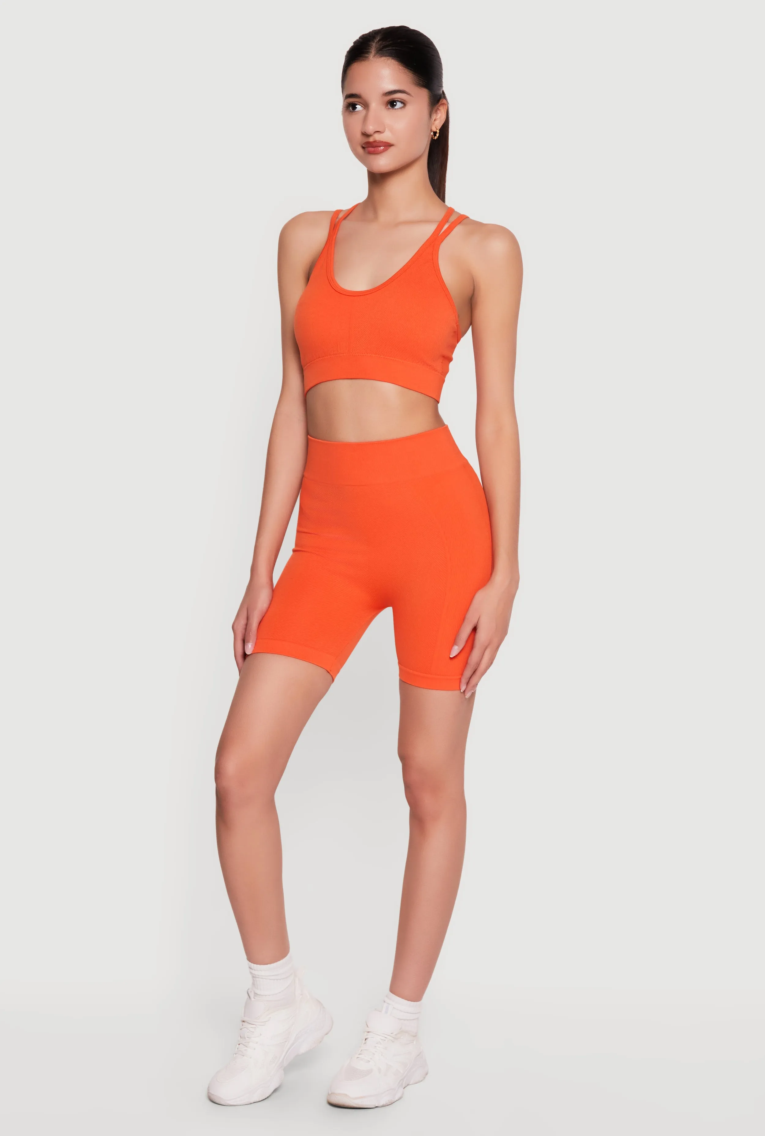 Solid Seamless Ribbed High Waisted Bike Shorts sold by Rainbow product image thumbnail 2