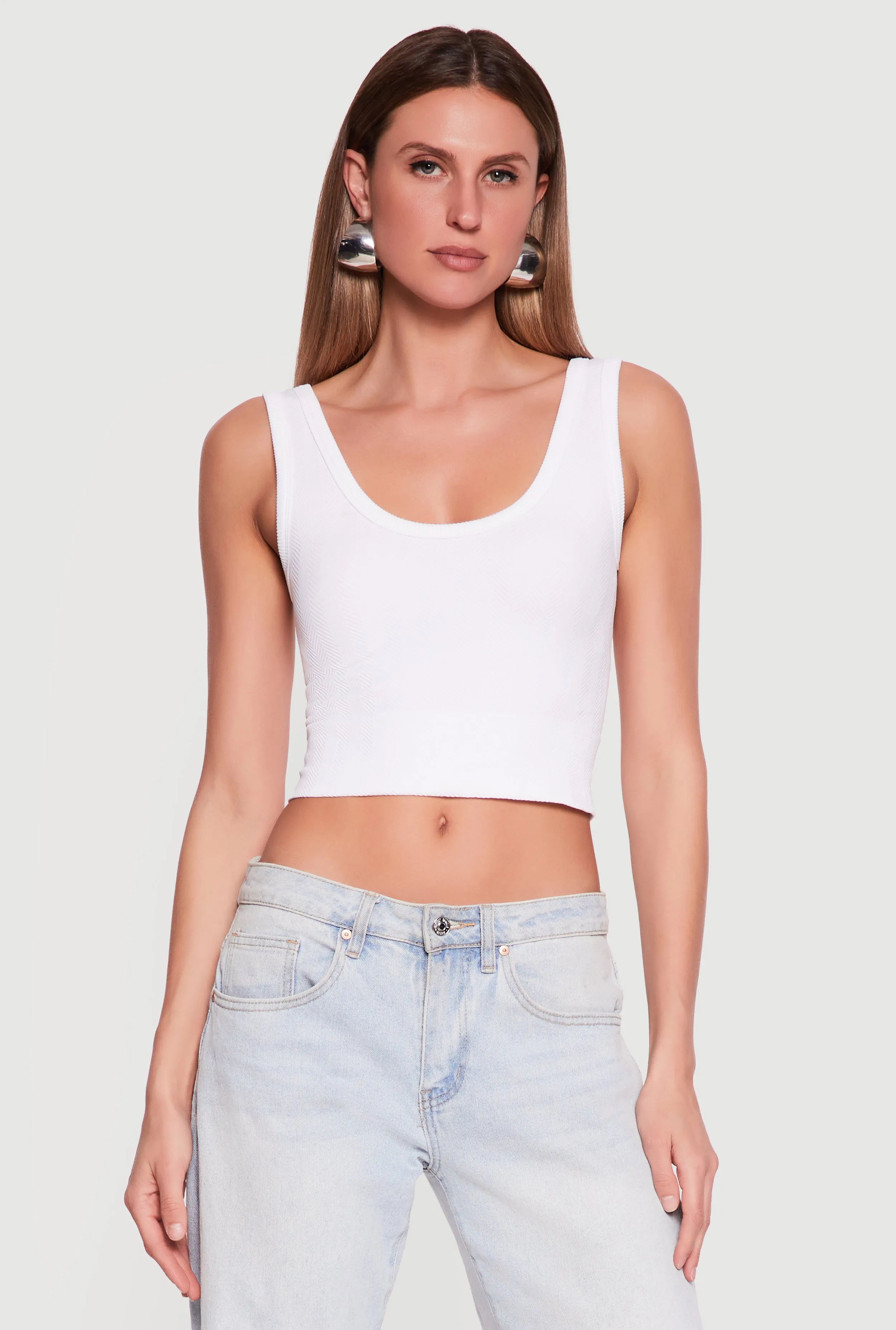 Seamless Textured Knit Reversible Cropped Tank Top sold by Rainbow product image thumbnail 5
