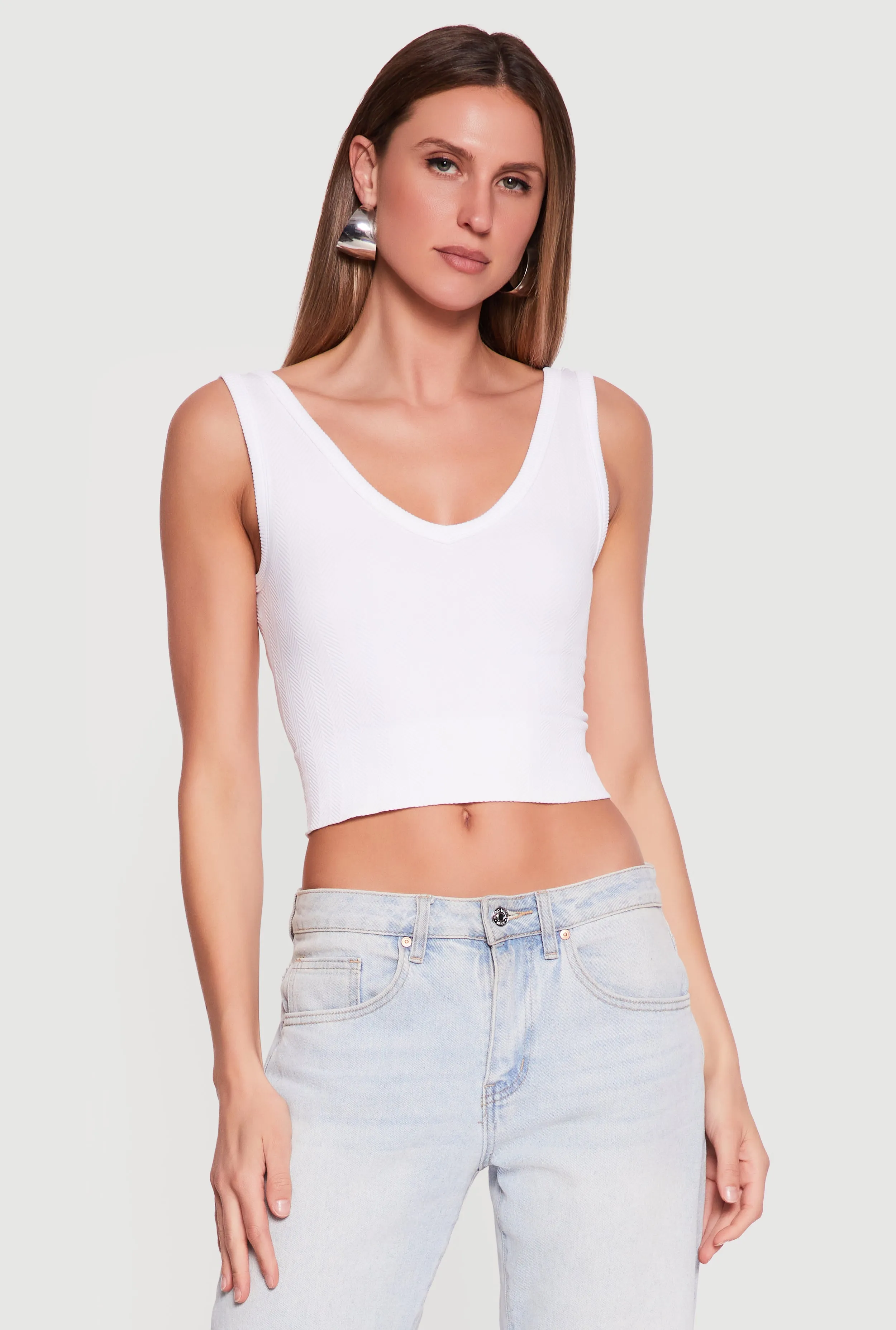 Seamless Textured Knit Reversible Cropped Tank Top sold by Rainbow product image thumbnail 2