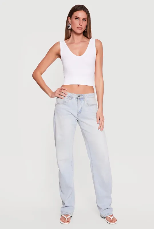 Seamless Textured Knit Reversible Cropped Tank Top made by Rainbow